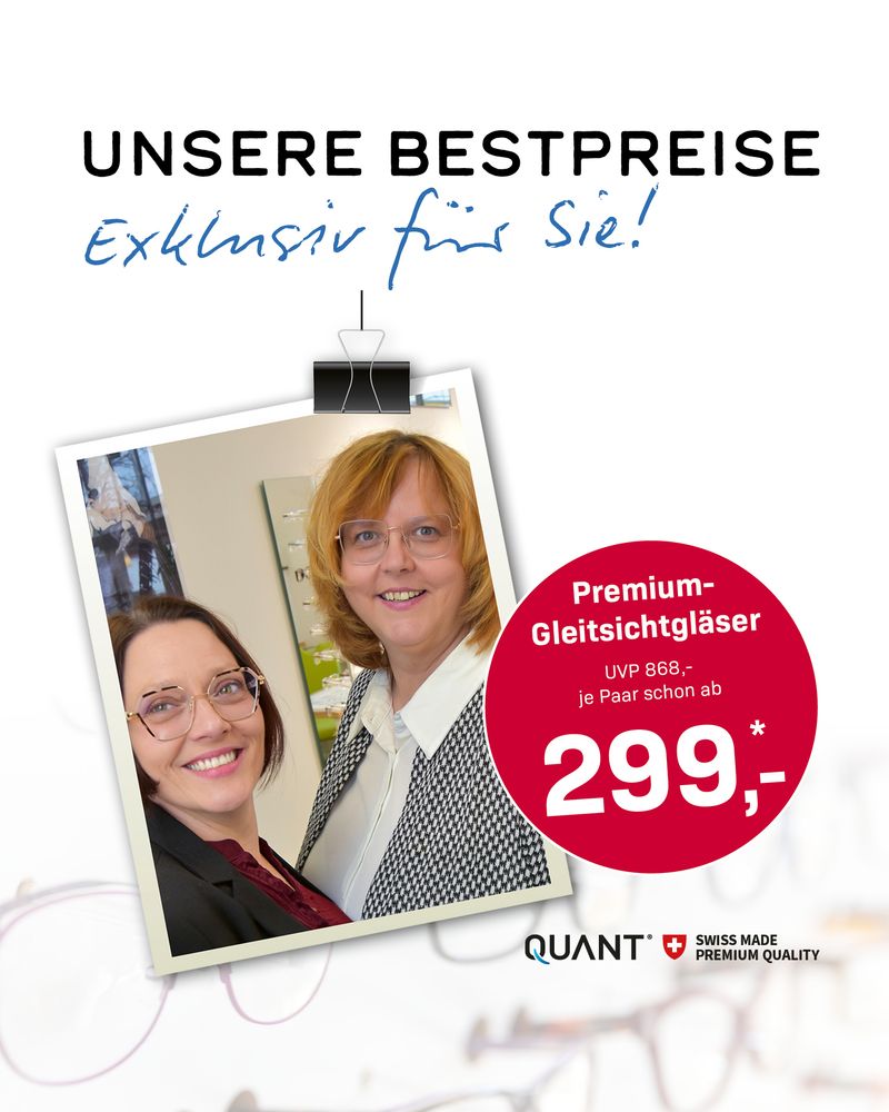 Werbung für Premium-Gleitsichtgläser mit attraktiven Preisen.