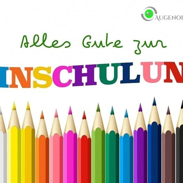 Bunte Buntstifte mit dem Text 'Alles Gute zur Einschulung'