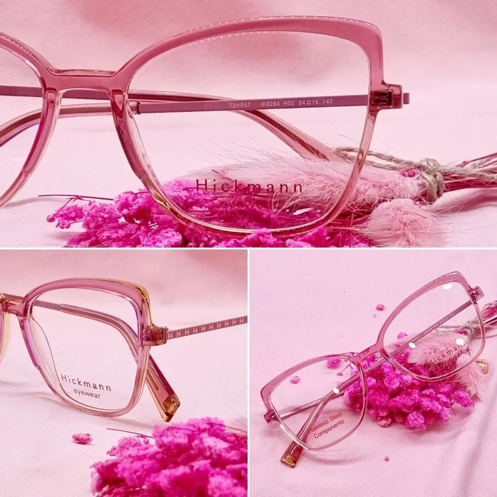 Rosa Brille von Hickmann auf pinkem Hintergrund